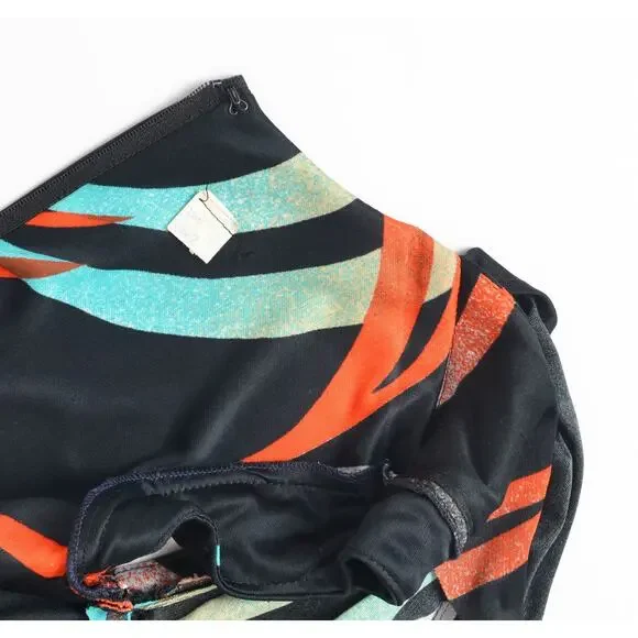 Vintage Black Maxi Dress with Red and Blue Accents - Picture 9 of 9